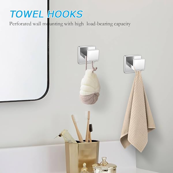 5 PIECES TOWEL BAR SET BRUSHED NICKEL BATHROOM HARDWARE ACCESSORIES SET SUS304 STAINLESS STEEL TOWEL HOLDER SET FOR BATHROOM 23.6 INCH TOWEL BAR,TOWEL RACK WALL MOUNTED