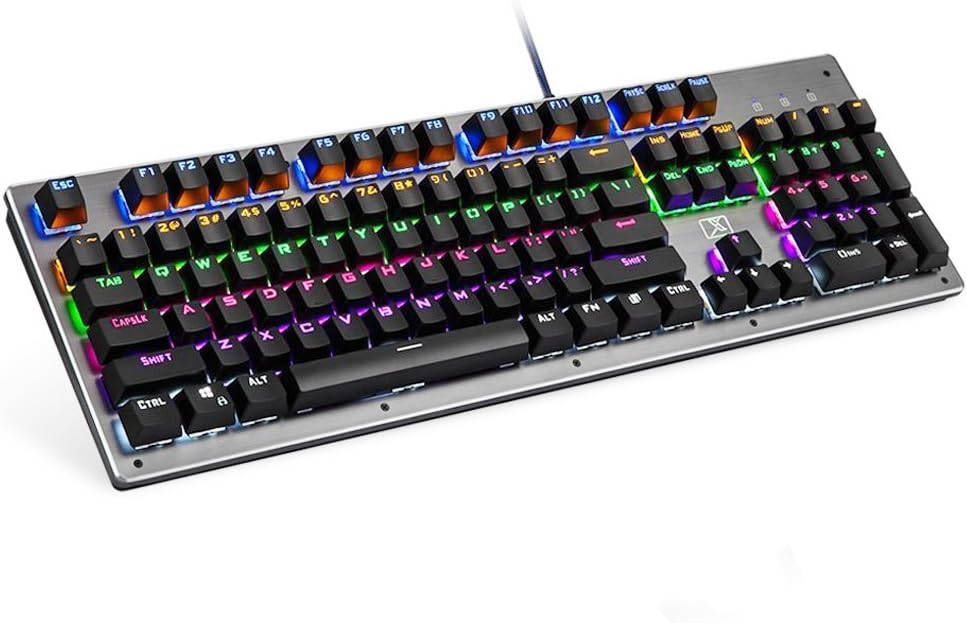 NUOXI X9 Mechanical Keyboard with Black Switches, 104 Keys Wired Gaming Keyboard Backlit for Computer Anti-ghosting