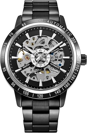 Alienwork Reloj Automático Hombre Mujer Negro Pulsera de ...