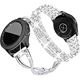 SUPOIX Compatible for Samsung Galaxy Watch 7 6 5 4 40mm 44mm /Galaxy Watch FE 2024/Galaxy Watch 42mm/Galaxy 3 41mm/Active 2 Band, 2 Pack 20mm Women Jewelry Bling Metal Replacement Strap (Silver)