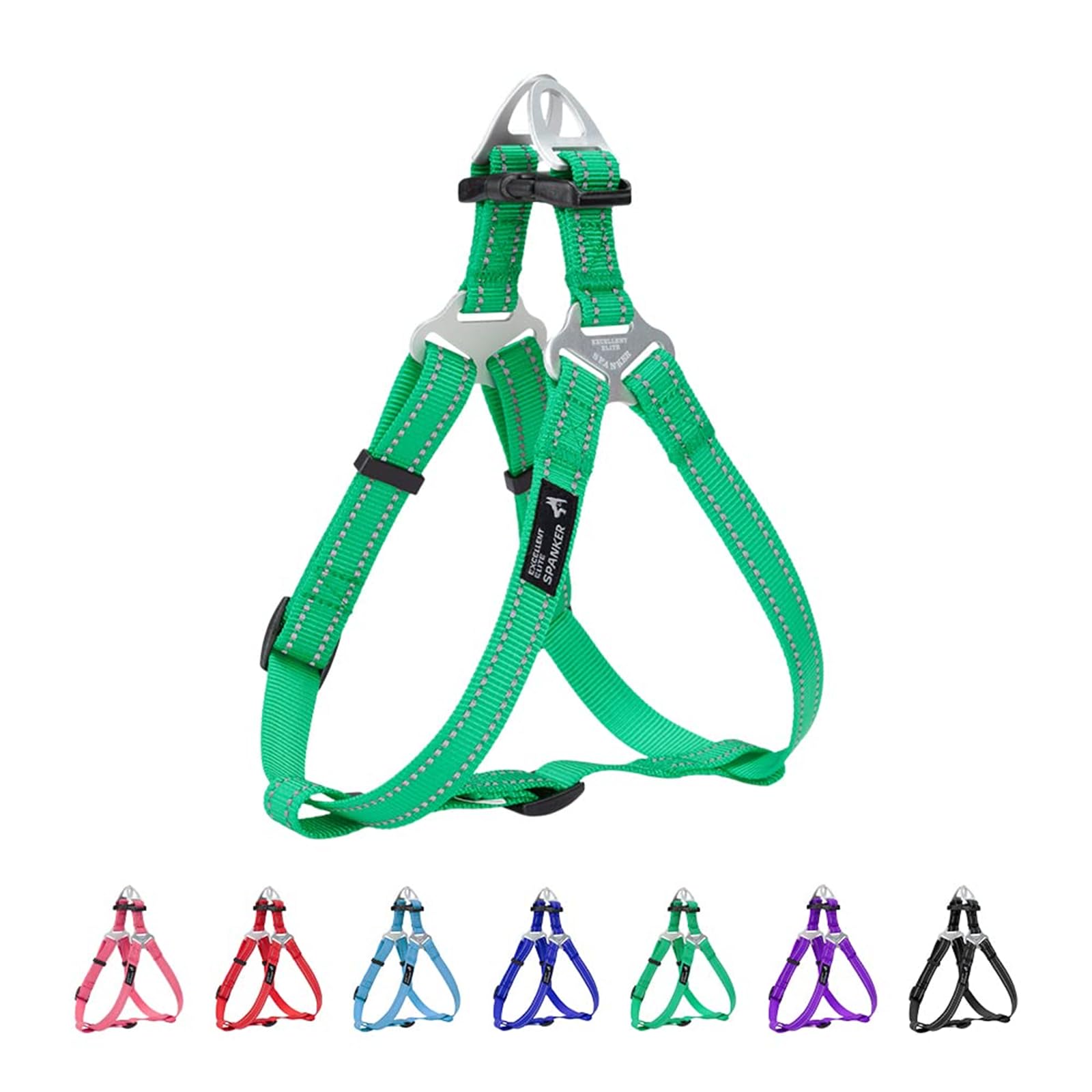 EXCELLENT ELITE SPANKER Step In Dog Harness Reflective Pet Harness Adjustable No Pull Dog Harness Puppy Harness for Small Medium Large Dogs Training Walking（GRN-L)