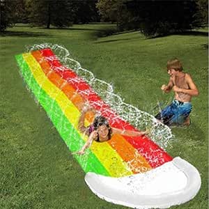 Tobogán de agua para patio trasero de 15,7 m, grande, portátil, para