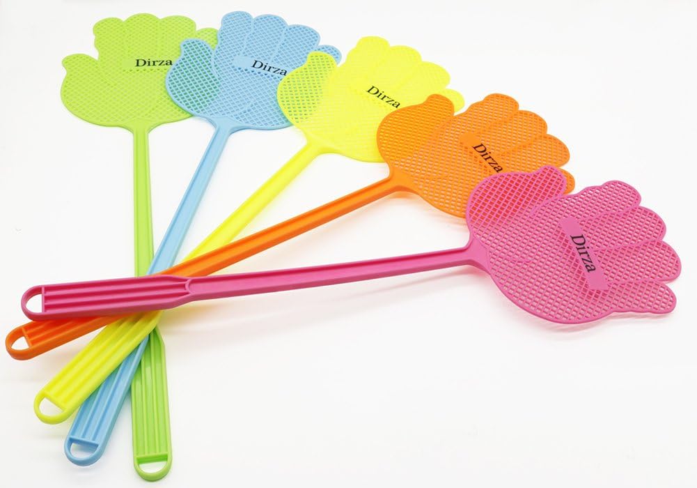 Dirza Fly Swatter - Long Handle - More Thicker Weight up to 1.09 OZs/One -Durable - Colorful Pack of 5: Garden & Outdoor