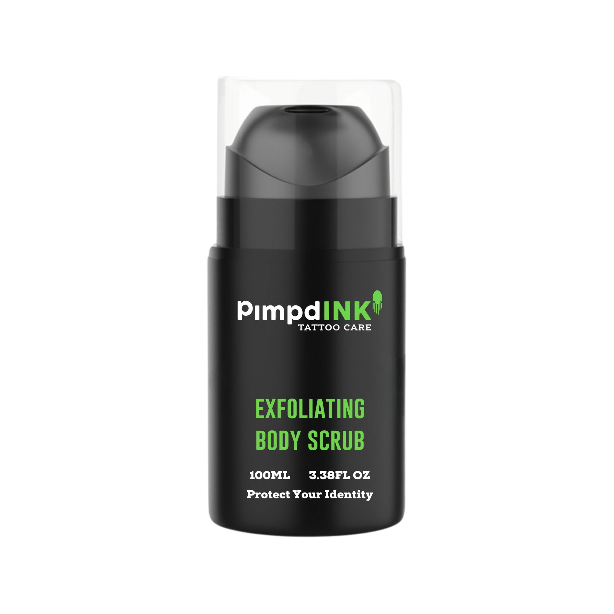 PimpdINK Exfoliating Body Scrub to renew and revitalise your Tattoo's colours (100ml Airless Pump)