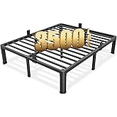 FUIOBYVV Queen Bed Frame with Round Corner Edge Legs, 14 Inch High 3500 lbs Heavy Duty Metal Platform Bed Frame Queen Size, No Box Spring Needed/Non-Slip/Steel Slat Support/Noise Free