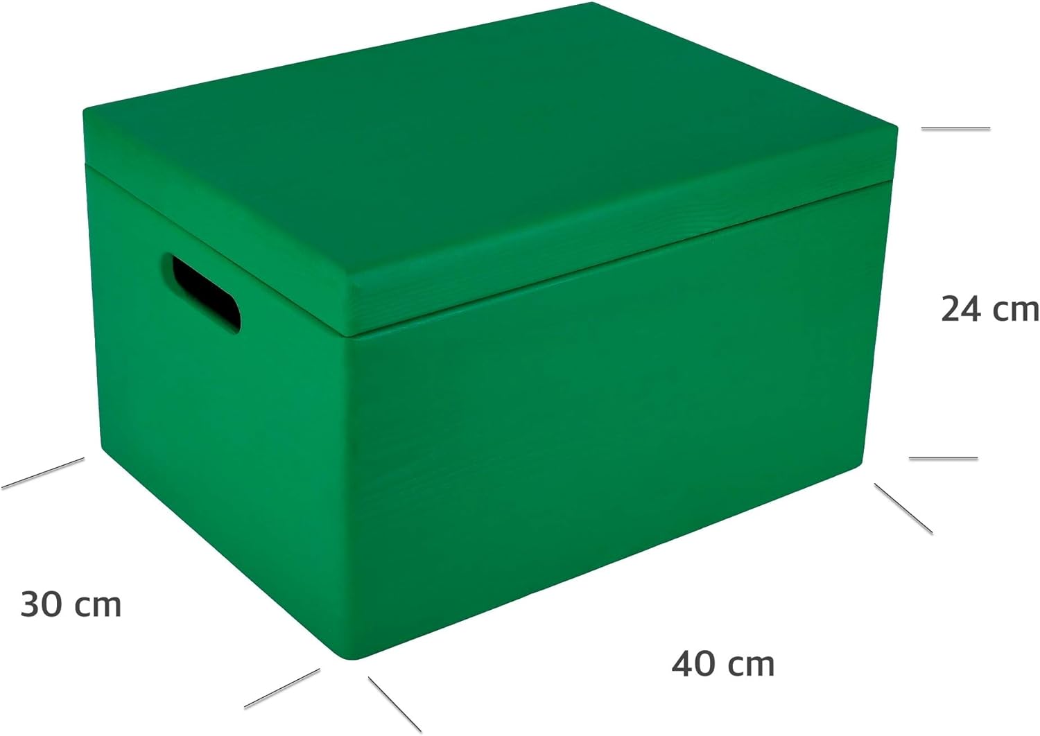 Creative Deco XXL Large Green Plain Wooden Storage Box Chest, 40 x 30 x 24 cm - Image 3
