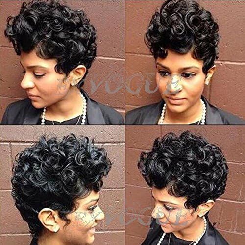 Exvogue Cool Style Synthetic Black Short Curly African Hair Wigs for Women and Men