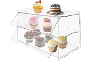 KUNGHEI 3 Tiers- Countertop Cookie Pastry Display Case Acrylic Clear Dessert Bakery Display Case Box for Retail Commercial or Home Party, Self Serve-Food Display Baked Goods, Bread Donut, Cupcake,Fruit