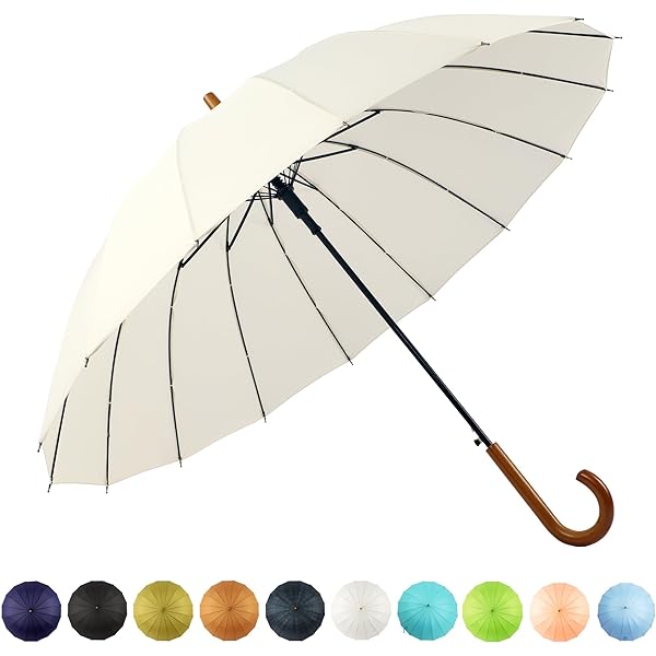 Amazon.com: ThreeH Bamboo Stick Umbrella Auto Open Solid Color