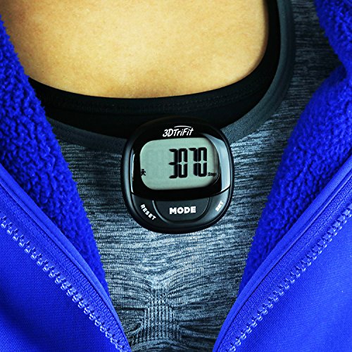 3DTriFit 3D Pedometer Activity Tracker | Best Pedometer for Walking with Pause Function & 7-Day Memory for Men & Women. Fitness Tracker Accurately Monitors Steps, Calories Burned & Distance (Black)