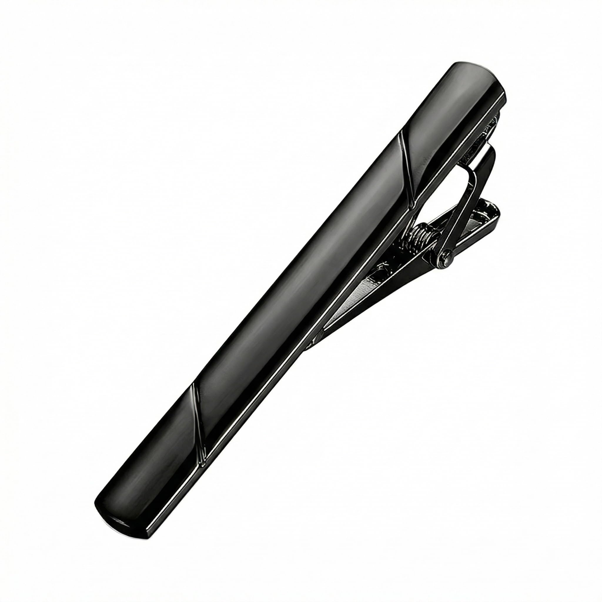 Minimalist Metal Tie Clips for Men Tie Bar Clip Necktie Pinch Clip Clasp Clamp for Business Wedding Party Casual or Formal Occasions(Black)