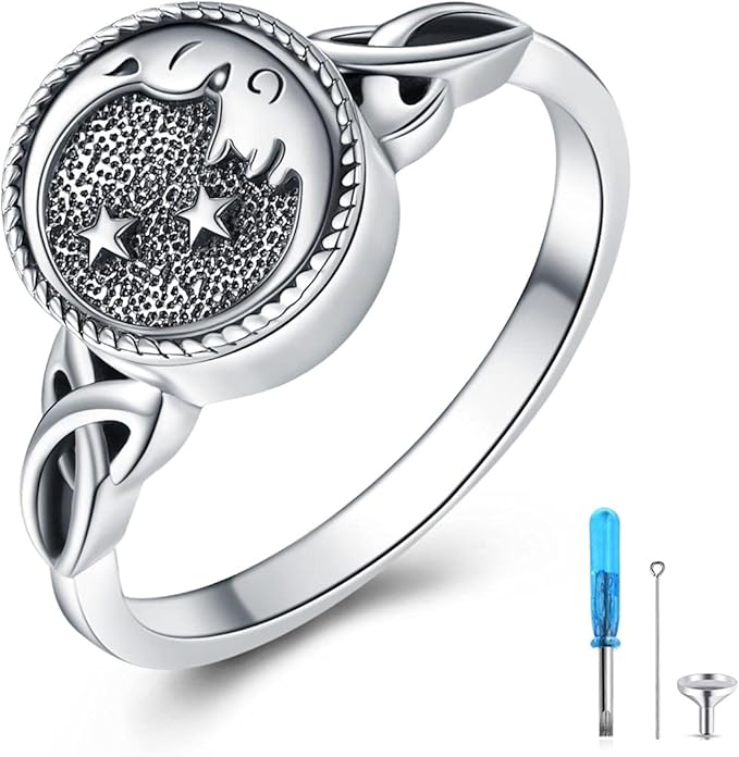 Cremation Jewelry Urn Ring for Ashes Sterling Silver Urn Ring Hold