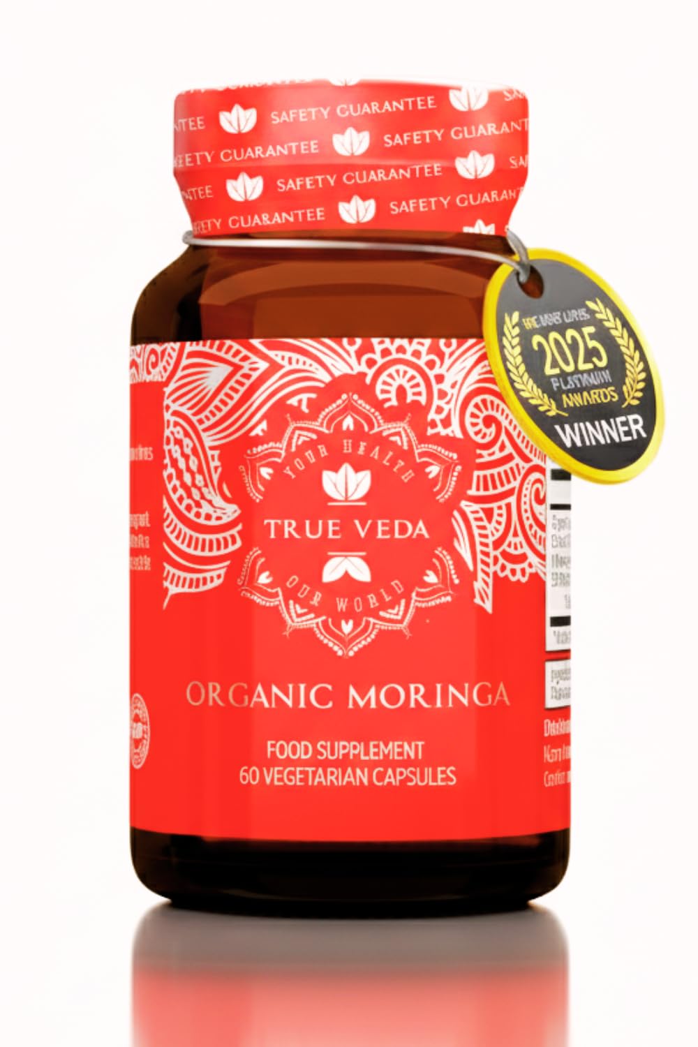 Organic Moringa Capsules - Pure Moringa Powder Leaf Supplement | Soil Association Certified Organic | UK Made Green Superplant Extract | 60 Natural Easy Swallow Ayurvedic Capsules