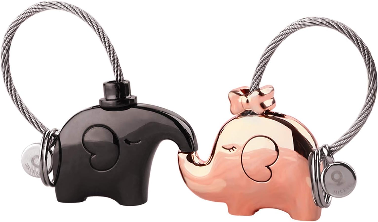 MILESI Original Cute Elephant Couples Keychains Personalized Keyring Birthday Gift