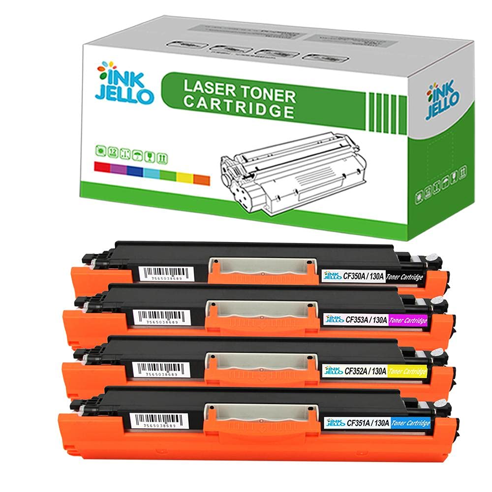 InkJello Toner Cartridge For Printer, Compatibile with HP Colour LaserJet Pro MFP M176n M177fw CF350A CF351A CF352A CF353A (Black/Cyan/Yellow/Magenta, 4-Pack)