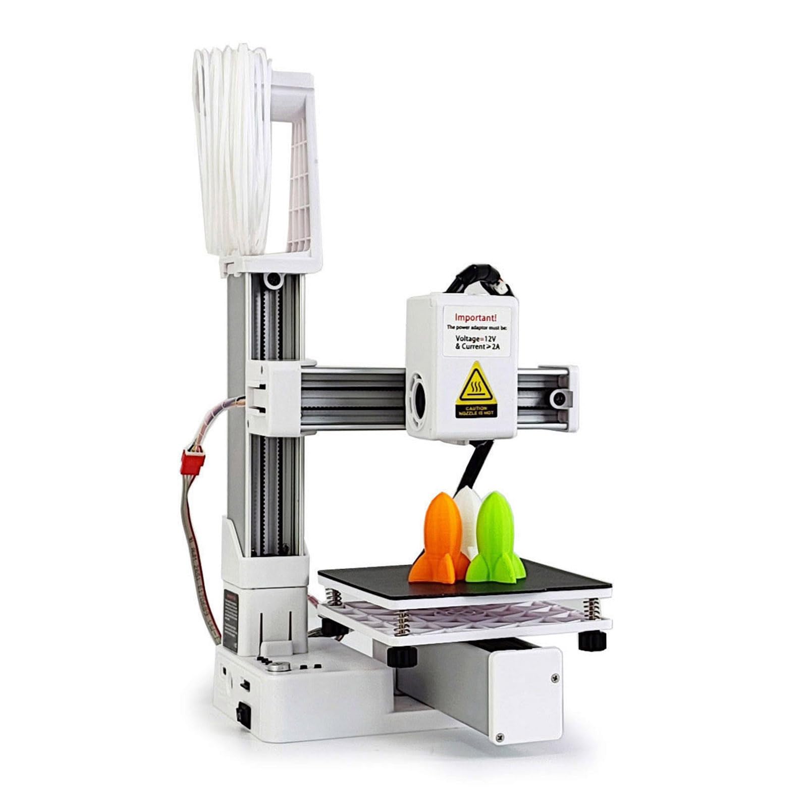 Photo 1 of FDM Mini 3D Printer, Frequency Division Multiplexing 3D Printer, Fully Assembled for Beginners, High Precision Printing with TPU PLA (1.75mm), 100X100X100mm (White)