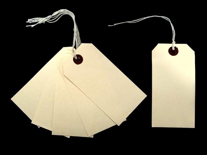 Cream Manilla Strung Tags 120mm x 60mm Reinforced Luggage Tags Tie On