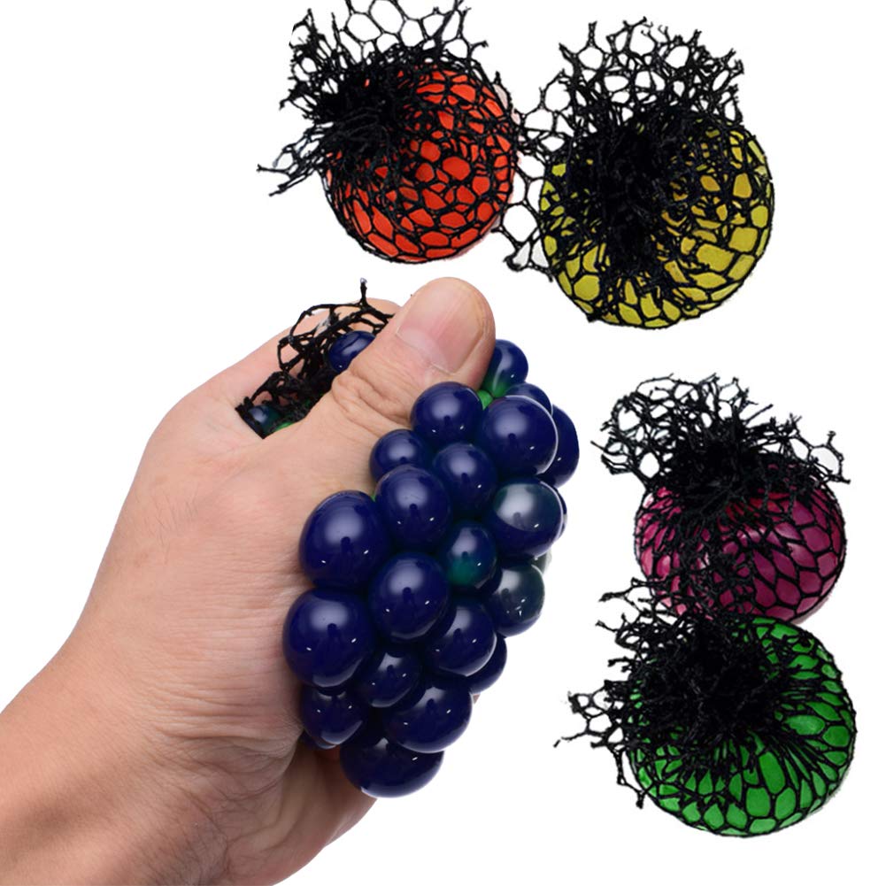 POPLAY Mesh Squishy Ball/Vent Toys/Slime Stress Ball/Anti Stress Toys,Grape Ball,4 PCS