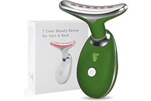 OUMEINIYA Red Light Therapy for Face Wrinkle Removal 7-in-1 Massager micro-glow facial and Neck Massager for Skin Care Bronze