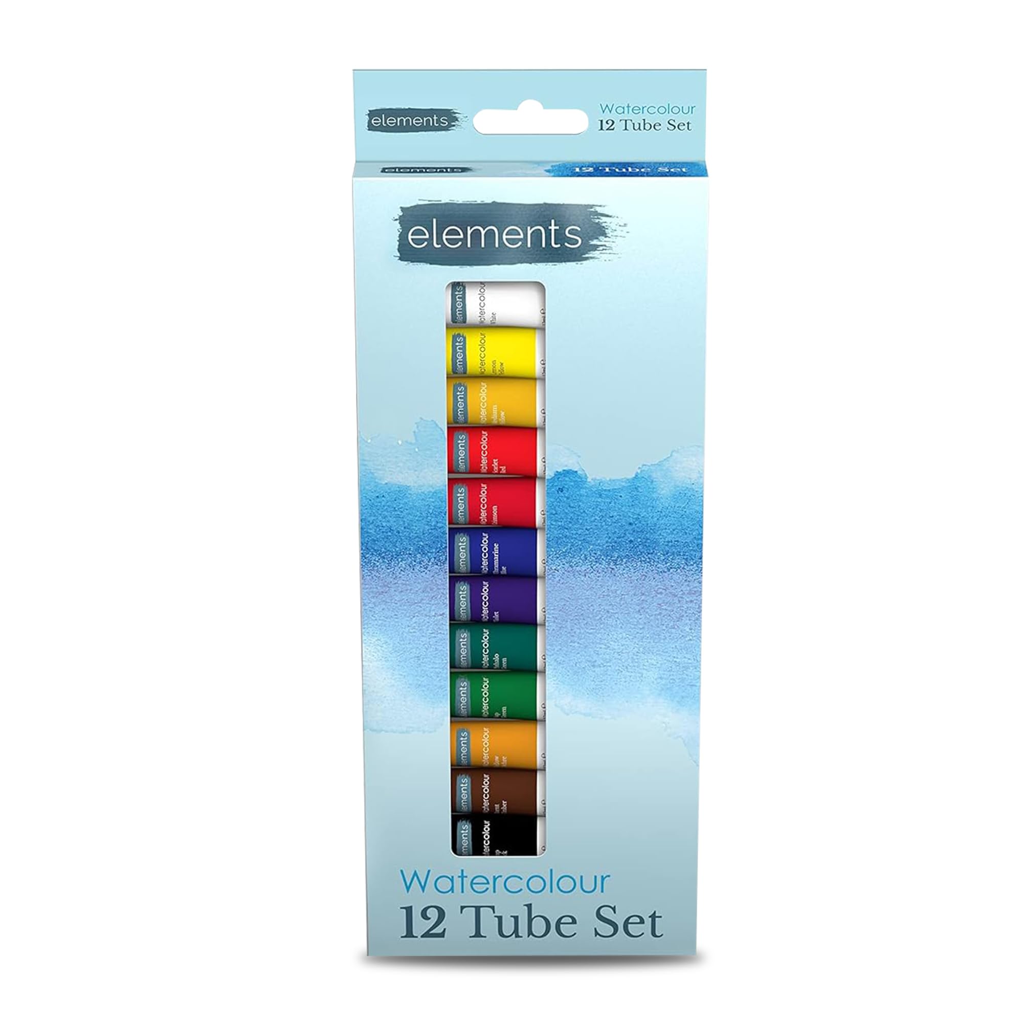 Elements Watercolour Tube Set – 12 ml Tubes, Multicolor, 12 Tubes of Lightfast Watercolour Paints, Strong Tint & Superb Mixing for Arts and Crafts, Beginners & Artists