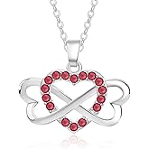 925 Sterling Silver Birthstone Necklace for Women,Infinity Heart Pendant Necklace with Cubic Zirconia and Infinity for Wife, Mom, Girlfriend, Birthday, Anniversary, Valentine's Day Gift