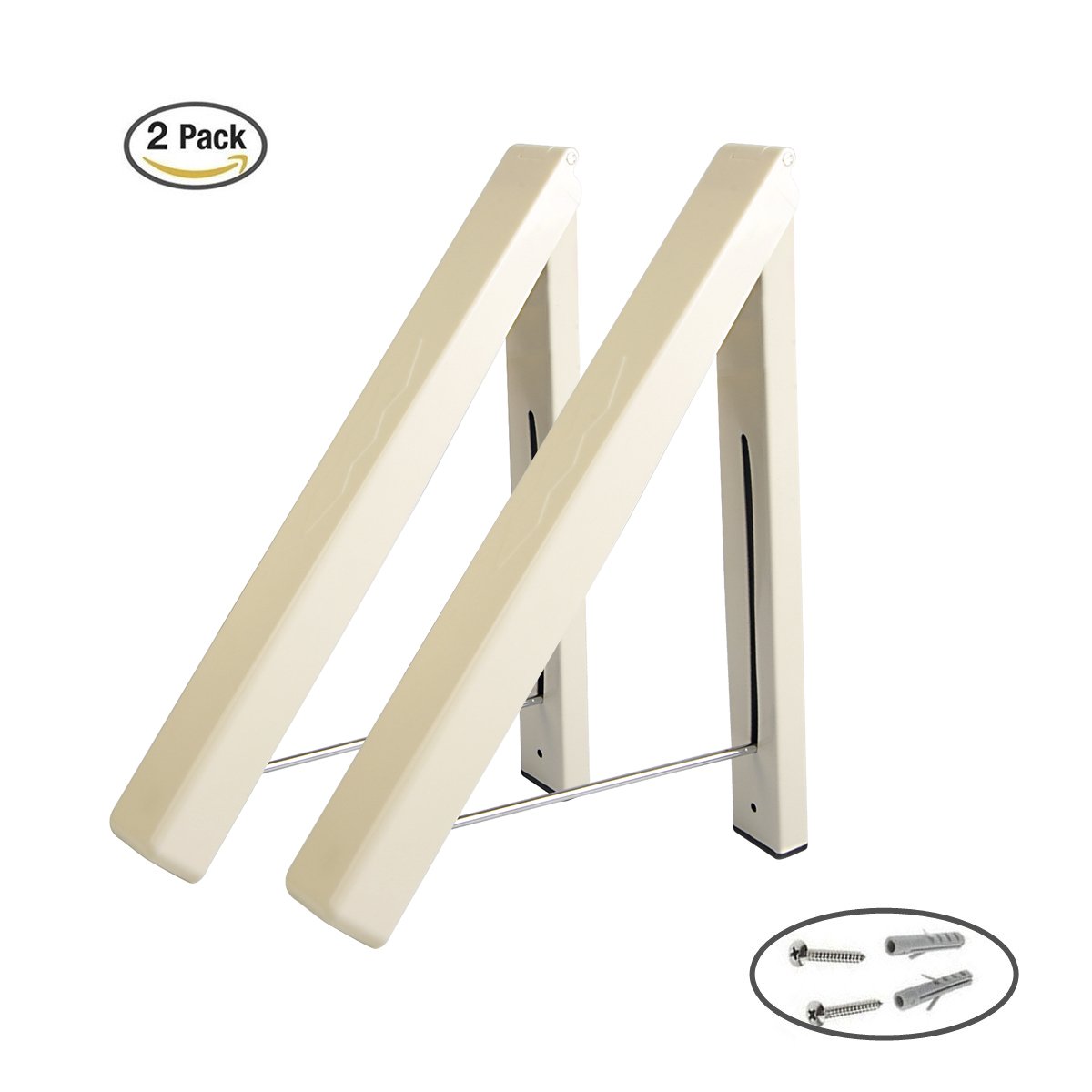 Folding Clothes Hanger, Plaviya Walll Mounted Retractable Drying Rack Holder Space Saver Home Organizer for Bedroom, Bathroom, Landry Room, Easy Installation Clothes Rack(2 Pack)
