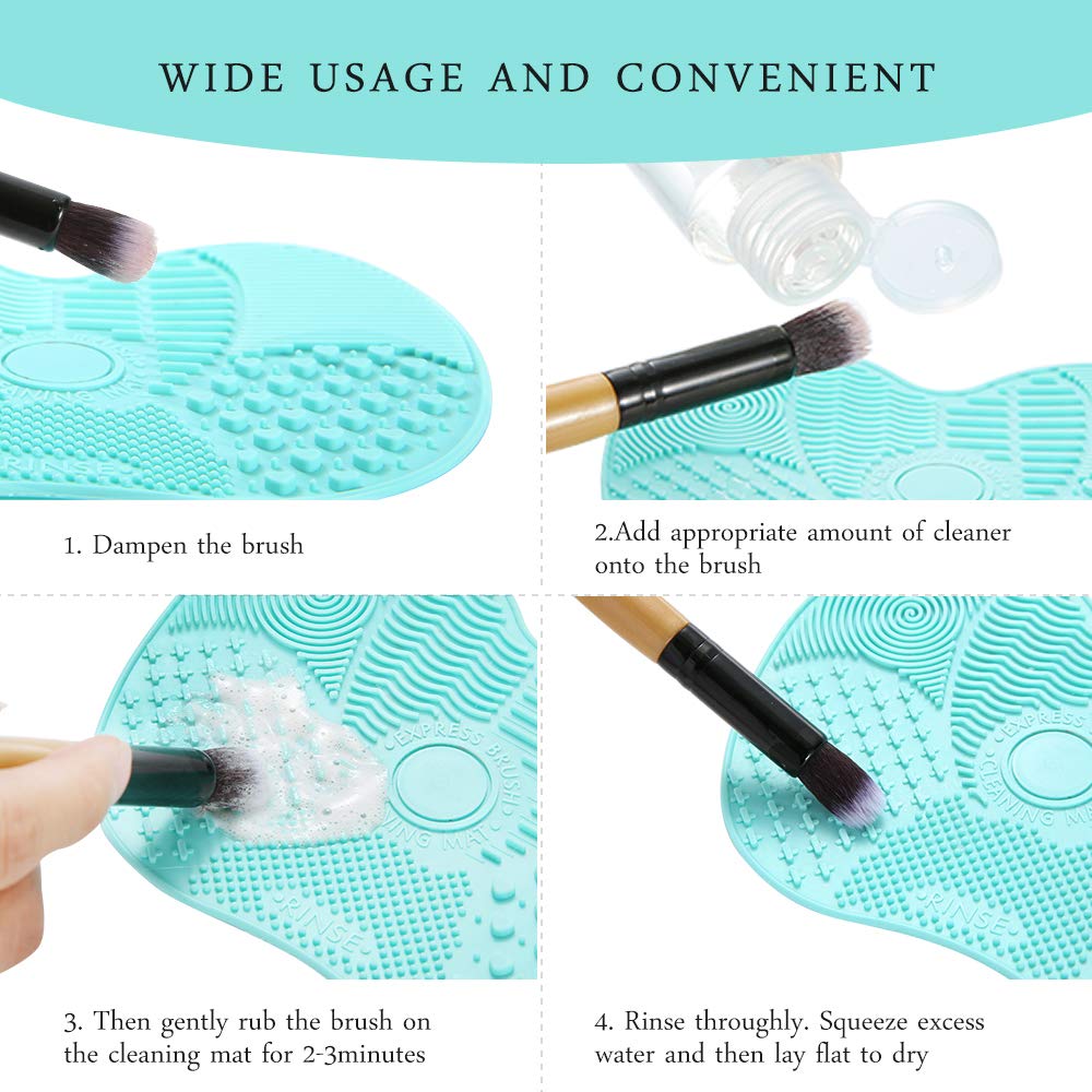 Makeup Brush Sponge Cleaner Set - Instantly Deep Wash Cleanser Shampoo Portable Cosmetic Cleaning Mat Kit Cruely Free Perfect Professional Solution Tools Protect Silicone Scrabber Board Pad, 3.5 OZ
