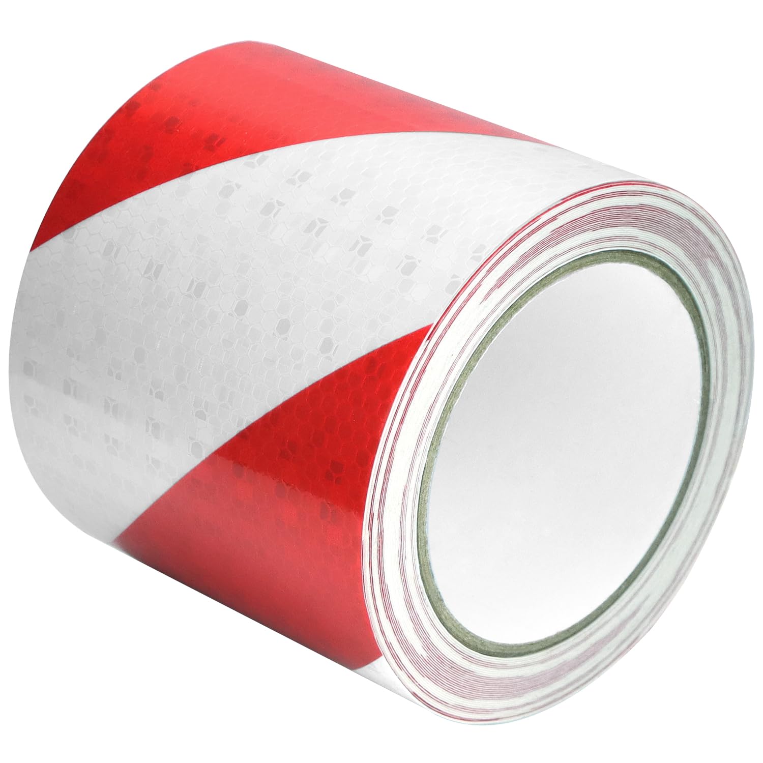 QWORK Red & White Reflective Safety Tape 4" x 33ft High Intensity Warning Tape for Vehicles, Trailers, Road Facilities