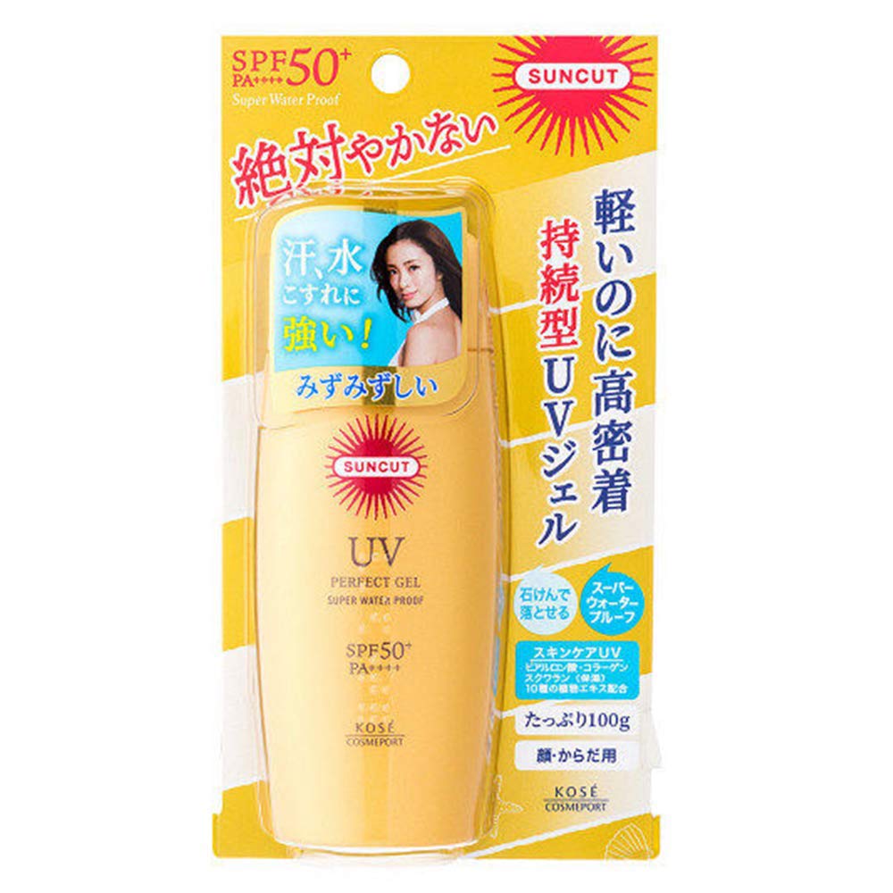 Kose Sunscreen New Suncut Perfect UV Gel Super Waterproof SPF 50 + PA ++++ 100g (Green Tea Set)