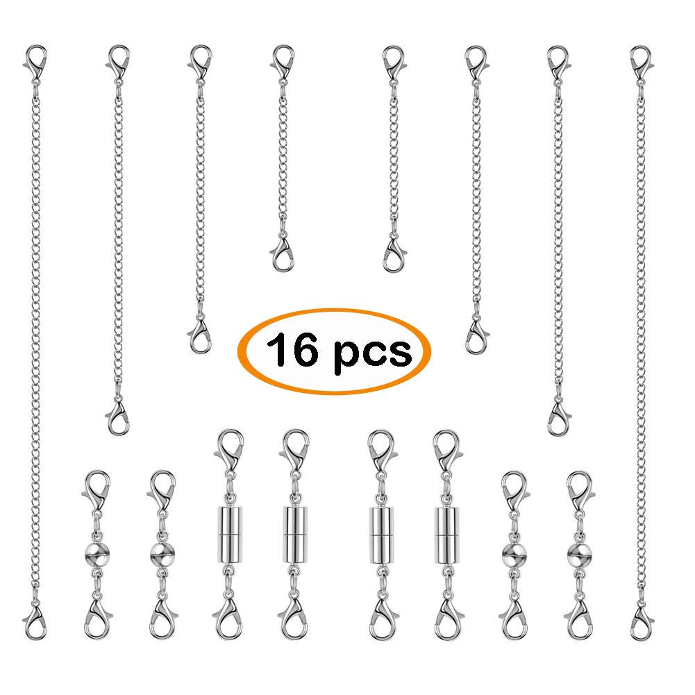 Accmor 16Pcs Stainless Steel Clasps and Chain Extender Set