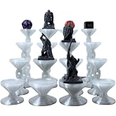 XJPONGC 16PCS Combat Risers for Flying Miniatures, DND Tabletop TRPG Terrain Flight Stands, Raised Platforms,1inch and 1.5inch incoulded 4 Different Heights with Stands and Bases,Crystal White