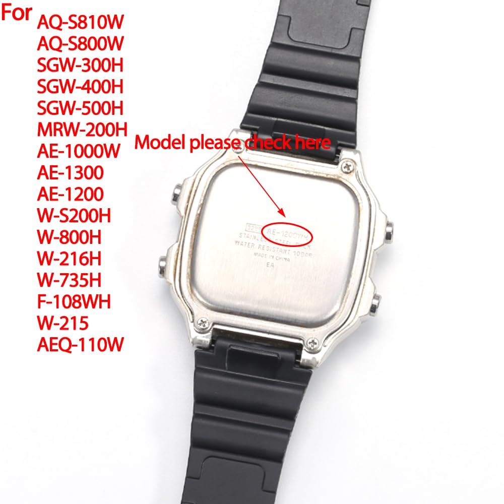 MCXGL Waterproof Resin Strap Compatible with Casio AE1200WH AE-1300WH F108WH AE-1000 W-218 Unisex Replacement Watch Band Rubber Bracelet