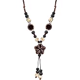 MINACHI Boho Hippie Colorful Ceramic Beads Star Charm Y Necklace, Bohemian Summer Statement Jewelry Gift for Women