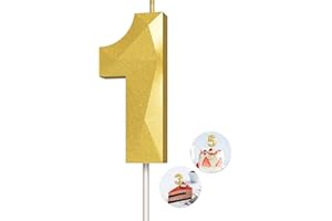 KENJOVIVO Number Birthday Candles(1 Candle Gold) 3D Diamond Shape Number Happy Birthday Cake Candles for Birthday Party Wedding Decoration Reunions Theme Party
