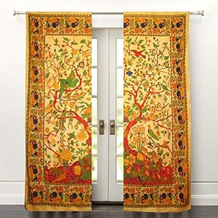 Amazon Com Yellotree Of Life Curtain Wall Hanging 2 Panels Set