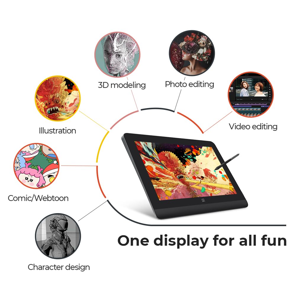 XPPen Artist Pro 14 Gen 2 Grafiktablett mit 14 Zoll Display, Entspiegeltem Bildschirm, 16384 Druckstufen Batterielos Stift, mit Ständer und Mini-Tastenfeld, für Windows, macOS und Android 6