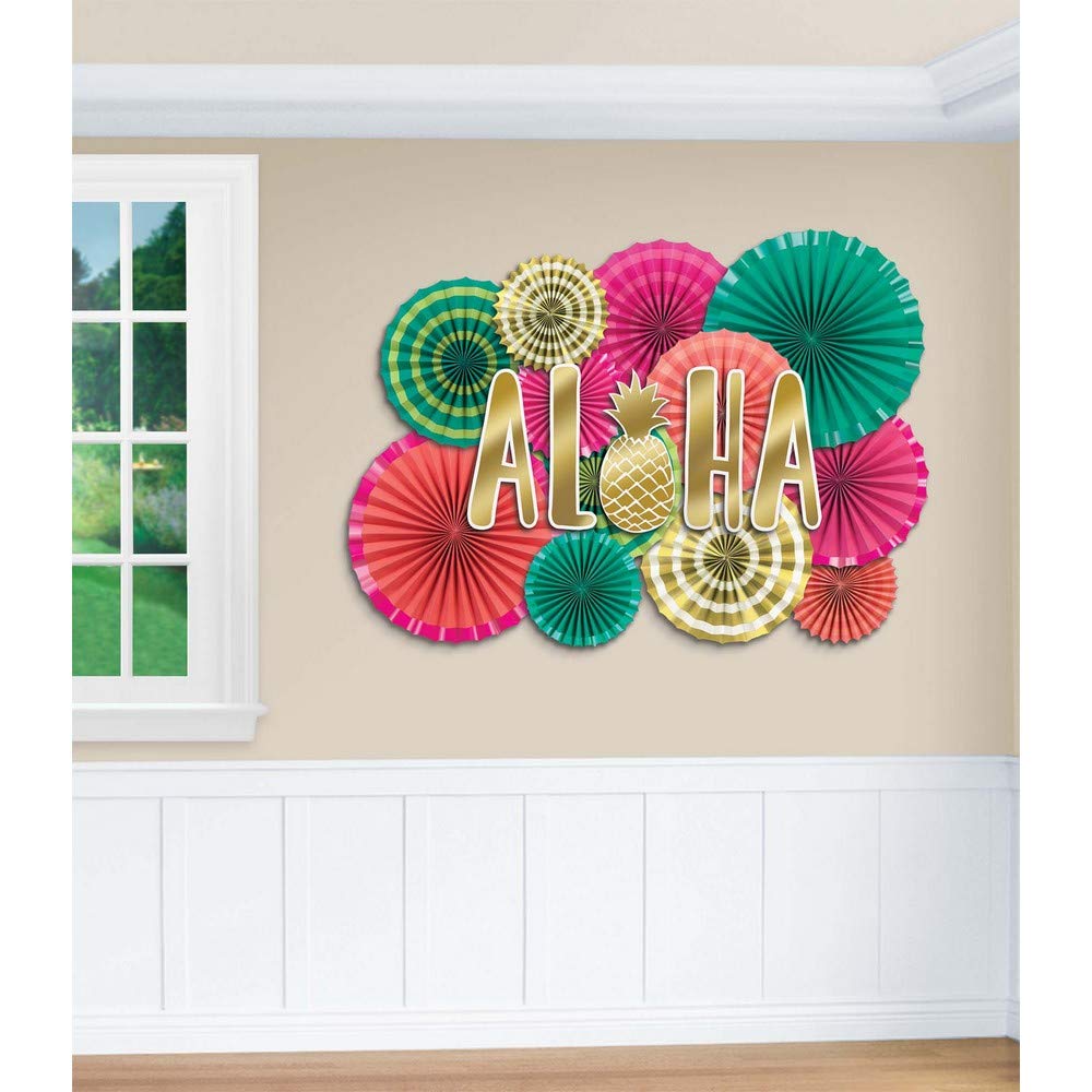 Amscan Aloha Fan Decoration Kit-22pcs, Paper, Multicolor, 360g