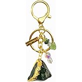 Boohyjtong Raw Amethyst Keychain with Rose Quartz Healing Crystal Handmade Boho Charm for Bags,Gift for Friends & Her