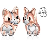 Sterling Silver Corgi & Axolotl Earrings - Cute Dog Animal Earrings for Women - Birthday Gifts