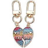 Best Friends Birthday Christmas Gifts for Women Bestie Matching Heart Keychains Set for 2 Best Friend Forever Gift for Women Sister Friendship Gift for Teen Girls Colorful Broken Heart Keyrings for 2