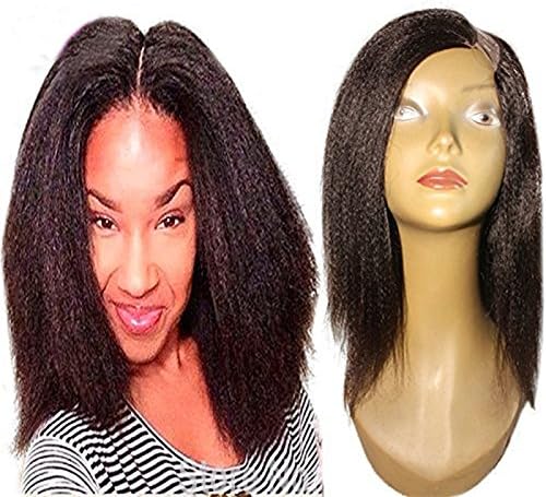 Brazilian Short Bob Human Hair UPart Wigs Unprocessed Italian Yaki Straight U Part Wigs Yaki Bob Styled Human Hair For Blacks Natural Color 12Inch