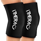 iTHERAU Knee Ice Pack Wrap 2 Pack, Reusable Gel Cold Pack with Cold/Hot Therapy, Cold Compression Sleeve for Elbow, Knee, Calf & Ankle for Pain Relief, Swelling, Surgery, Sports Injuries -Black, M