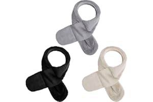 SATINIOR 3 Pieces Kids Winter Scarf Fleece Collar Scarf Adjustable Toddler Neck Warmer for Baby Boys Girls(Black, White, Gray)