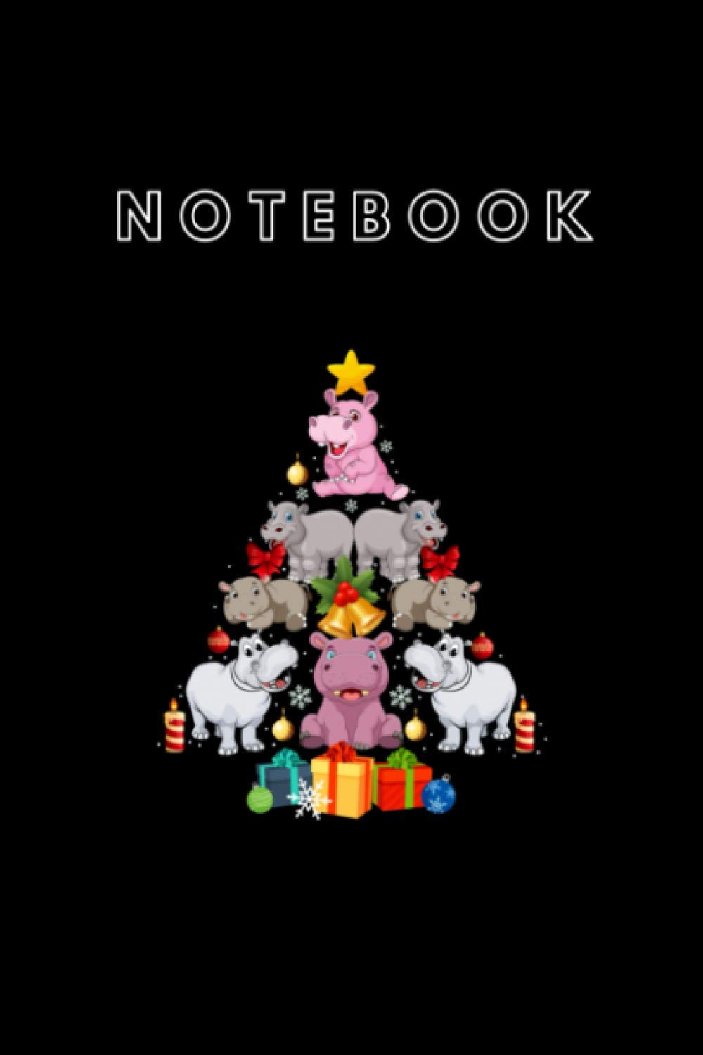 NoteBook: Hippo Christmas Tree Hippopotamus Cute Lover Xmas College Ruled Lined Pages Book. Notebook Cover 6x9 |Wide-Ruled|-120 page Perfect for ... plans or keep track of things Cute Notebook.