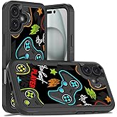 Candykisscase Case for iPhone 16 Plus, Gaming Controller Best Player Pattern Shock-Absorption Hard PC and Inner Silicone Hybrid Dual Layer Armor Defender Case for iPhone 16 Plus