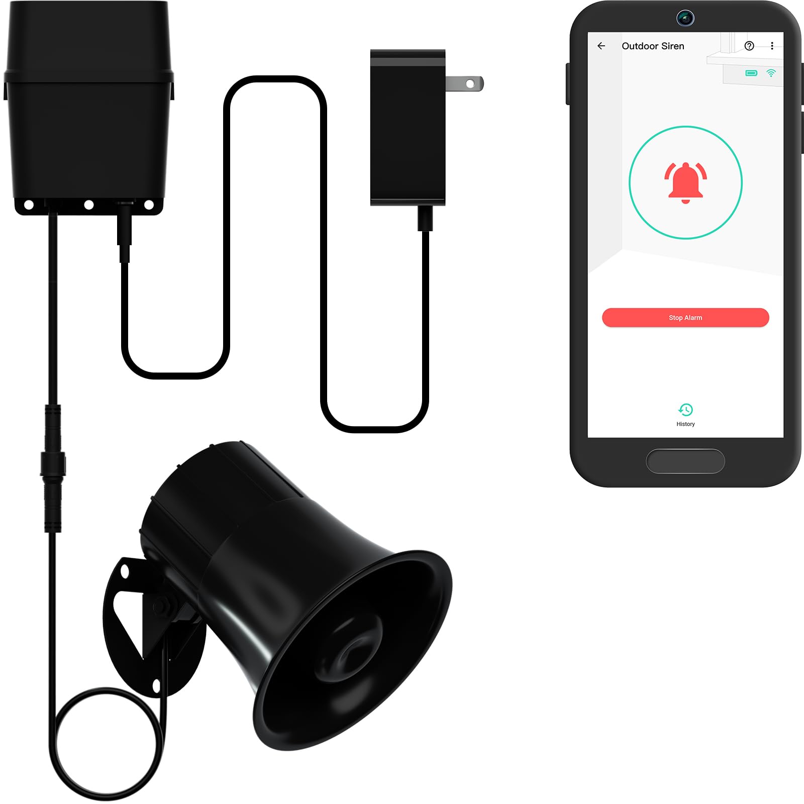 Outdoor Alarm Controller 2, Siren/Alarm/Relay Controller, 12VDC Out, 12VDC in, 130dB Siren with 12VDC on, 110dB Siren with Battery only, YoLink Hub Required for Full-Functionality!