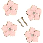 LLDYNW 4 pcs Petal Handles Colorful Drawer Knobs Flower Petal Cabinet Dresser Knobs for Girl's Room Dresser Cupboard Drawer Wardrobe Decorative Furniture Knobs (Pink)
