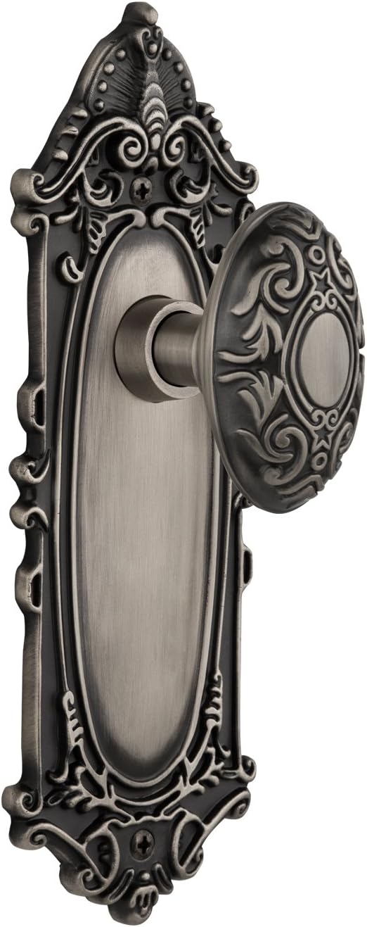 Nostalgic Warehouse Victorian Plate Single Dummy Victorian Door Knob in Antique Pewter