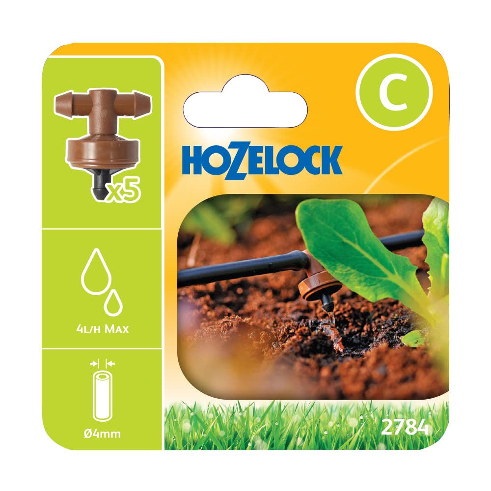 HOZELOCK - Micro Dripper Pressure Compensating ø 4 mm, In-Line : Self-regulating 4 LPH Dripper, Self-cleaning with Integrated Filter, Economical and Precise Watering, No Waste [2784P0000]
