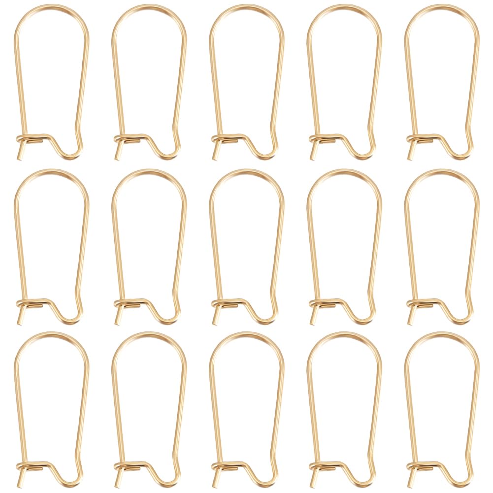 Beebeecraft 1 Box 50Pcs Kidney Earring Wires Gold 18K Gold Plated Teardrop Kidney Earring Hooks 20x9mm Dangle Ear Wire Findings for Jewellery Making DIY Crafts